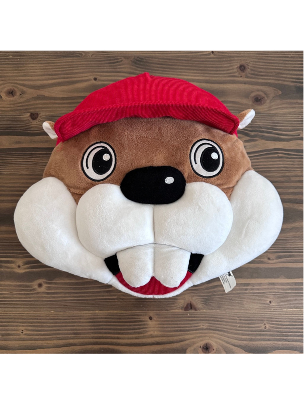 Buc-ee’s Jaag Beaver Plush Head 16” Brown Red Cap Stuffed Animal